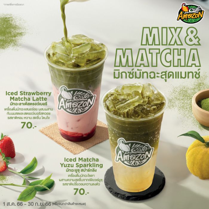 คาเฟ่ อเมซอน เปิดตัวเครื่องดื่มเมนูใหม่ “Mix&Matcha” โดนใจไปกับ 2 เมนูมัทฉะสุดละมุน